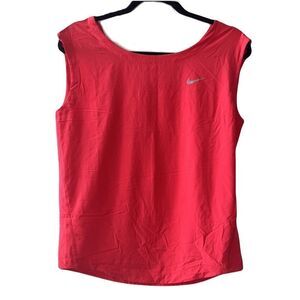 NIKE DRI FIT Women's Sleeveless V-Back Coral Pink Top Sz S